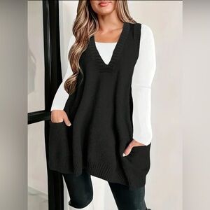 V Neck Knit Vest w Front Pockets purchased New Here Never Worn